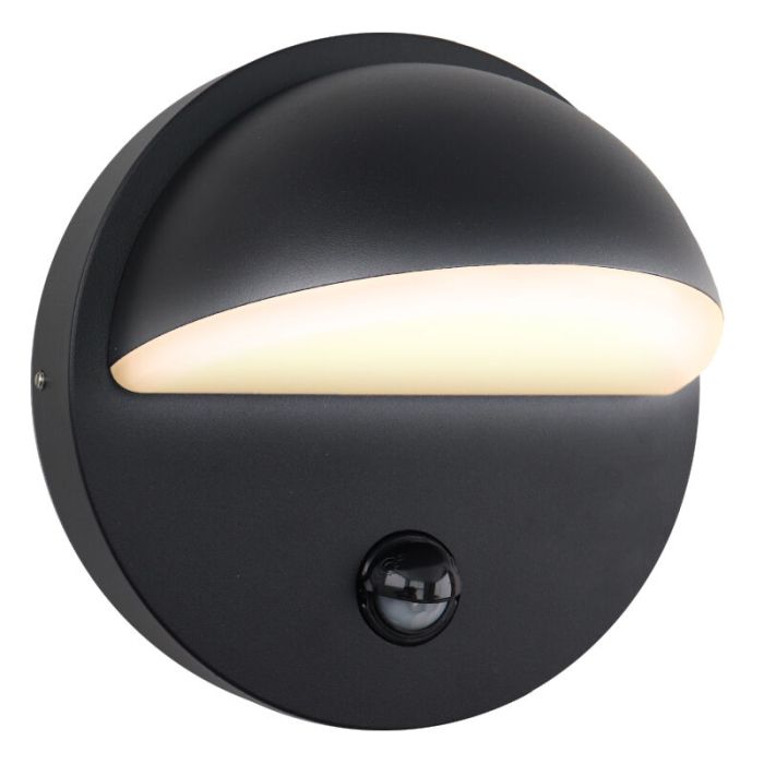 Modern udendørs væglampe med bevægelsessensor sort, Shelby, 7W, 3000K LED, IP44