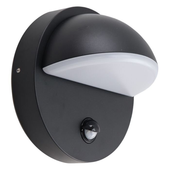 Modern udendørs væglampe med bevægelsessensor sort, Shelby, 7W, 3000K LED, IP44