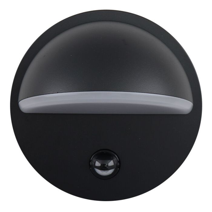 Modern udendørs væglampe med bevægelsessensor sort, Shelby, 7W, 3000K LED, IP44