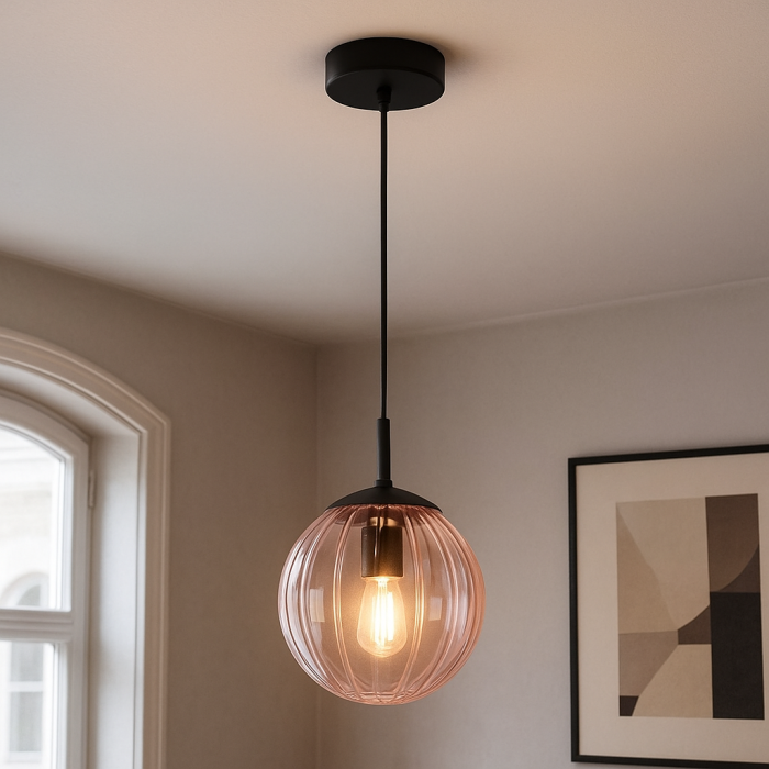Retro pendler lampe lyserød, Rifka