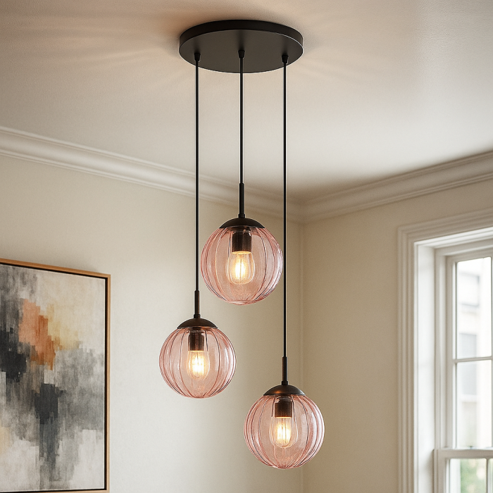 Retro pendler lampe lyserød, Rifka