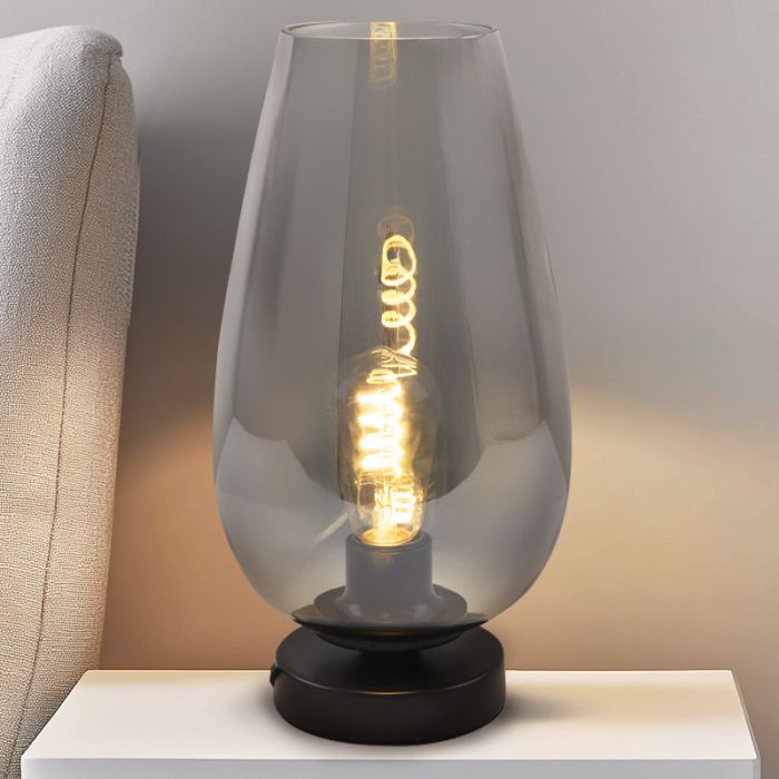 Design bordlampe grå, Andy, med brytare
