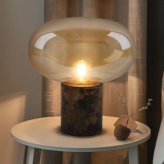 Marmor bordlampe rav, Alan, med brytare