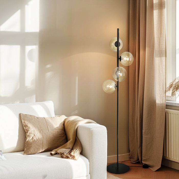 Design gulv lampe rav, Remo, med brytare