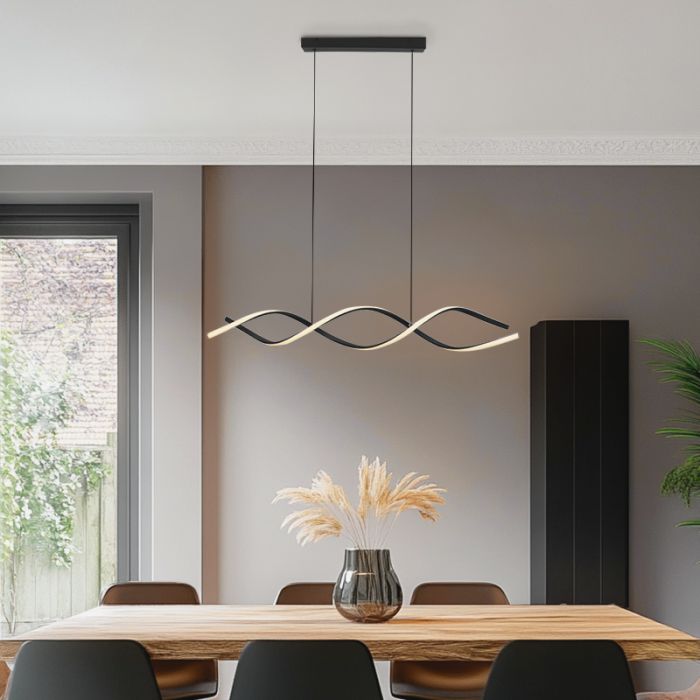 Design pendler lampe sort, Kuno, 45W, 3000K LED, 3 trins lysdæmper