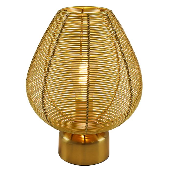 Modern bordlampe messing, Lesly, med brytare