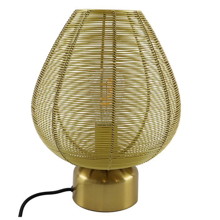 Modern bordlampe messing, Lesly, med brytare