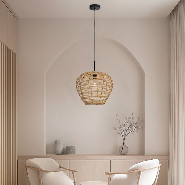 Rattan pendler lampe brun, Irene