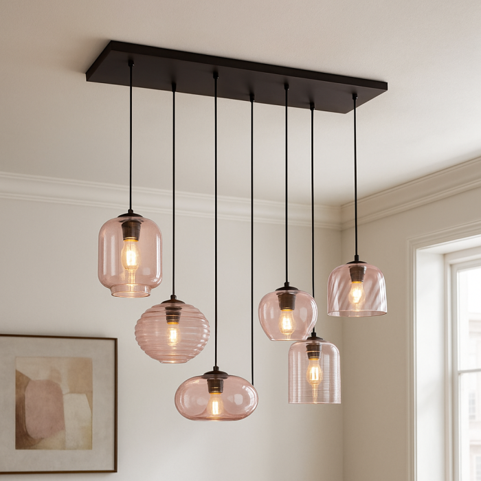 Modern pendler lampe lyserød, Caia