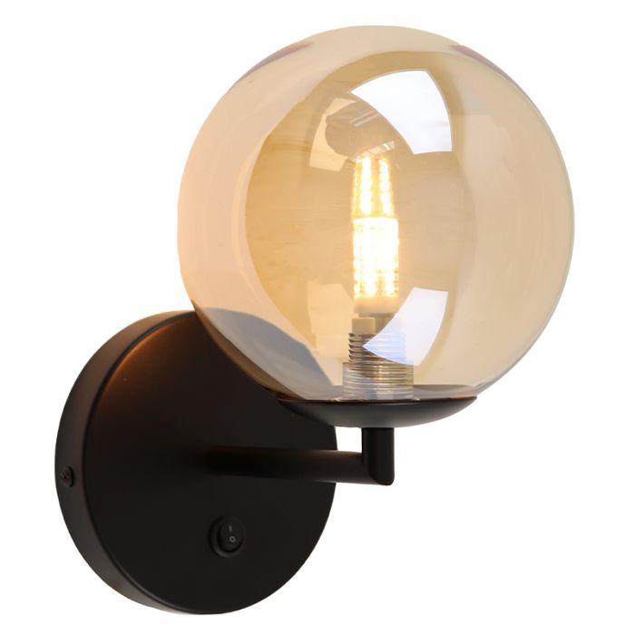 Design væglampe rav, Remo, med brytare