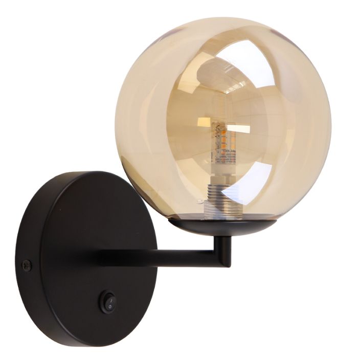 Design væglampe rav, Remo, med brytare