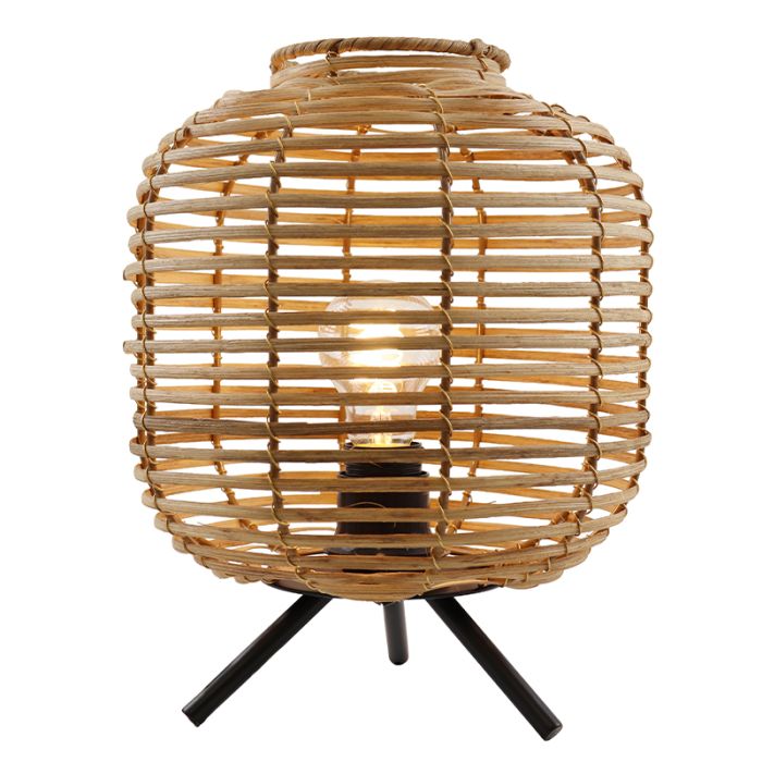 Rattan bordlampe brun, Pinar, med brytare