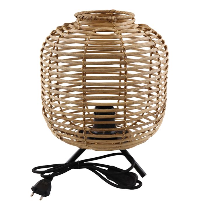 Rattan bordlampe brun, Pinar, med brytare