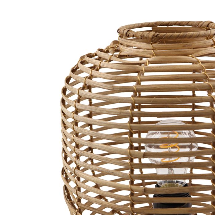 Rattan bordlampe brun, Pinar, med brytare