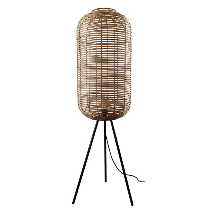 Rattan gulv lampe brun, Pinar, med brytare