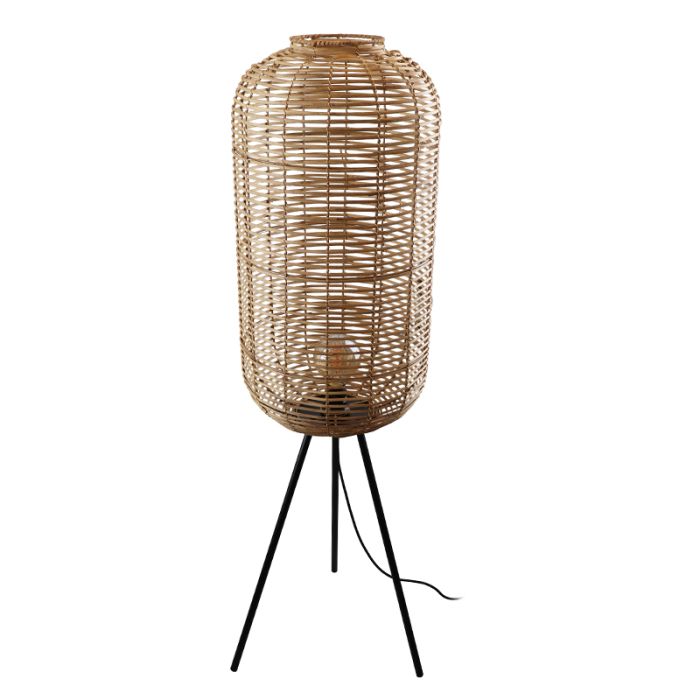 Rattan gulv lampe brun, Pinar, med brytare