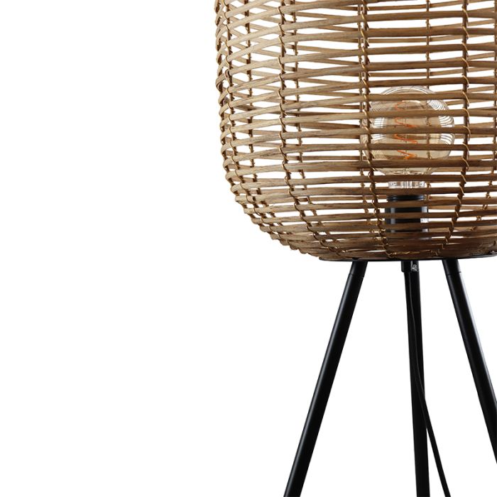 Rattan gulv lampe brun, Pinar, med brytare