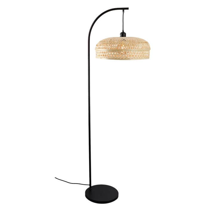 Bambus gulv lampe brun, Jennifer, med brytare