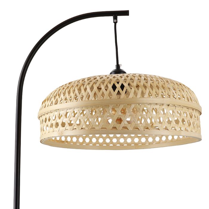 Bambus gulv lampe brun, Jennifer, med brytare