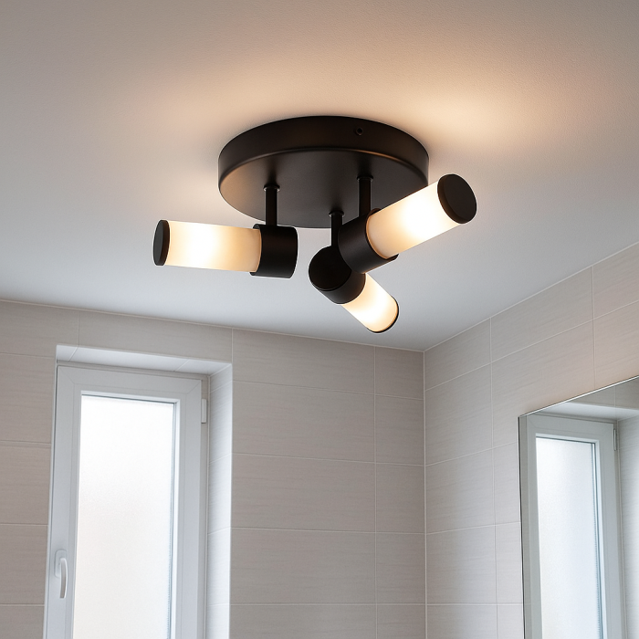 Modern loftlampe badeværelse sort, Callum, IP44