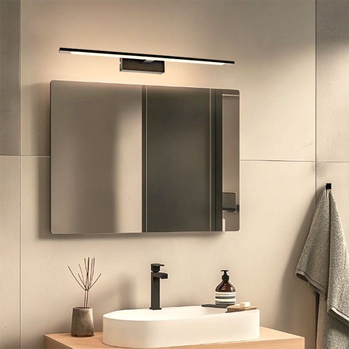 Modern spejllampe sort, Steffy, 8W, 3000K LED, IP44