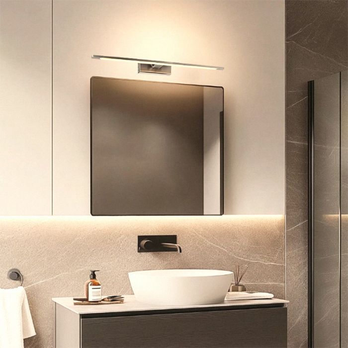 Modern spejllampe nikkel, Steffy, 8W, 3000K LED, IP44