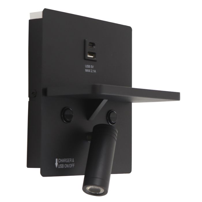 Modern væglampe sort, Isabella, 3W, 3000K LED, med brytare