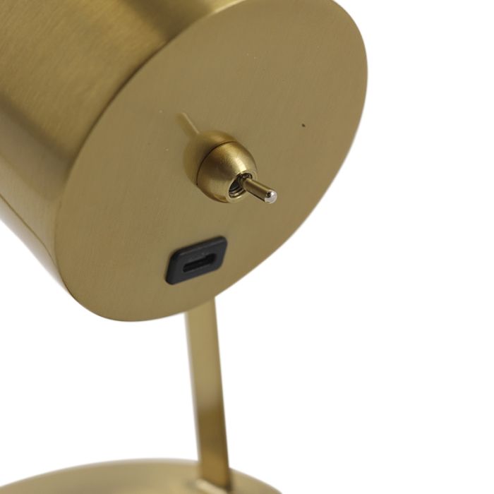 Modern genopladelige bordlampe messing, Elko, 2W, 3000K LED, med brytare