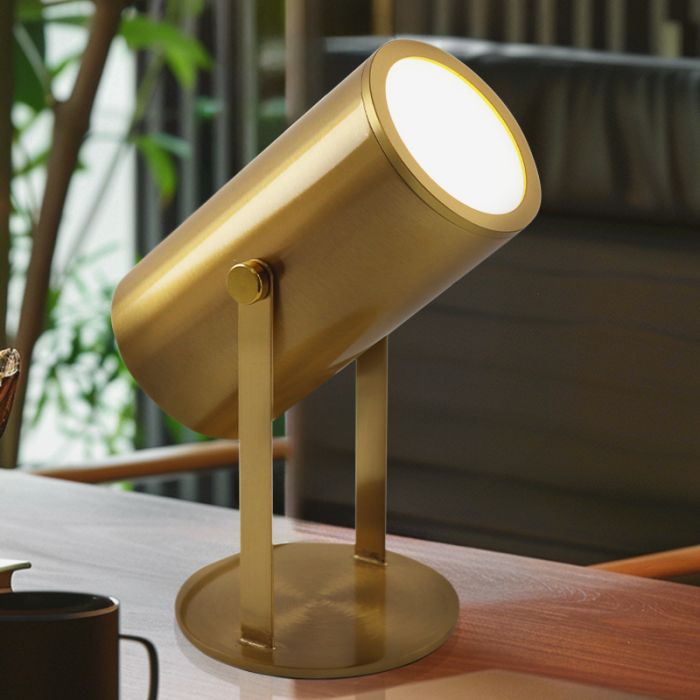 Modern genopladelige bordlampe messing, Elko, 2W, 3000K LED, med brytare