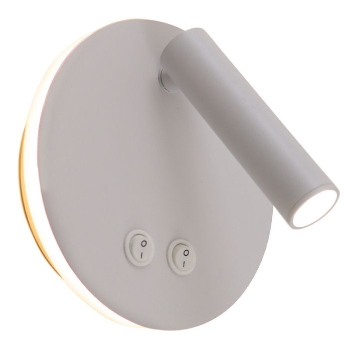 Modern væglampe hvid, Robbie, 10W, 4000K LED, med brytare