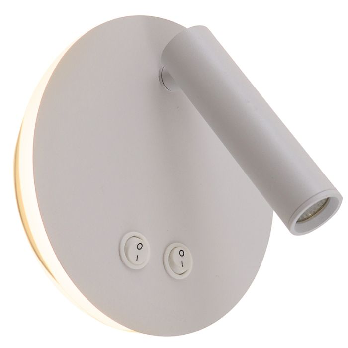 Modern væglampe hvid, Robbie, 10W, 4000K LED, med brytare