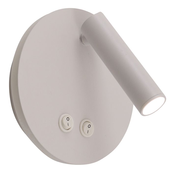 Modern væglampe hvid, Robbie, 10W, 4000K LED, med brytare