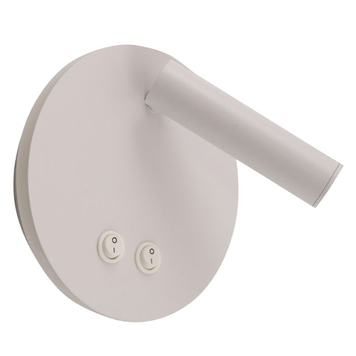 Modern væglampe hvid, Robbie, 10W, 4000K LED, med brytare