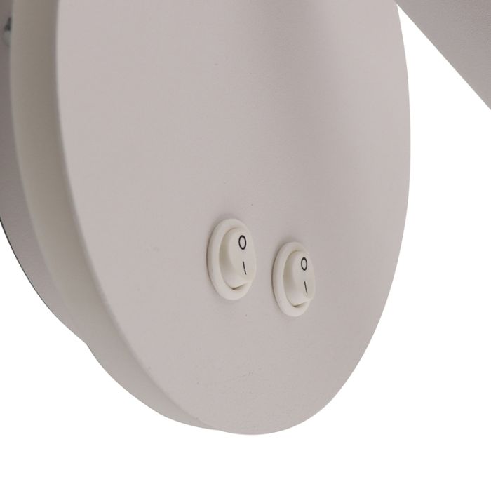 Modern væglampe hvid, Robbie, 10W, 4000K LED, med brytare