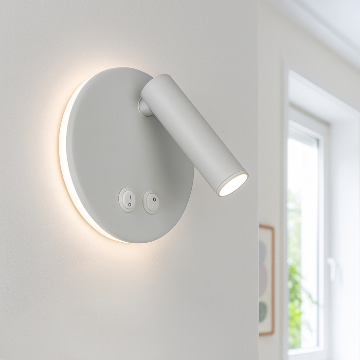 Modern væglampe hvid, Robbie, 10W, 4000K LED, med brytare
