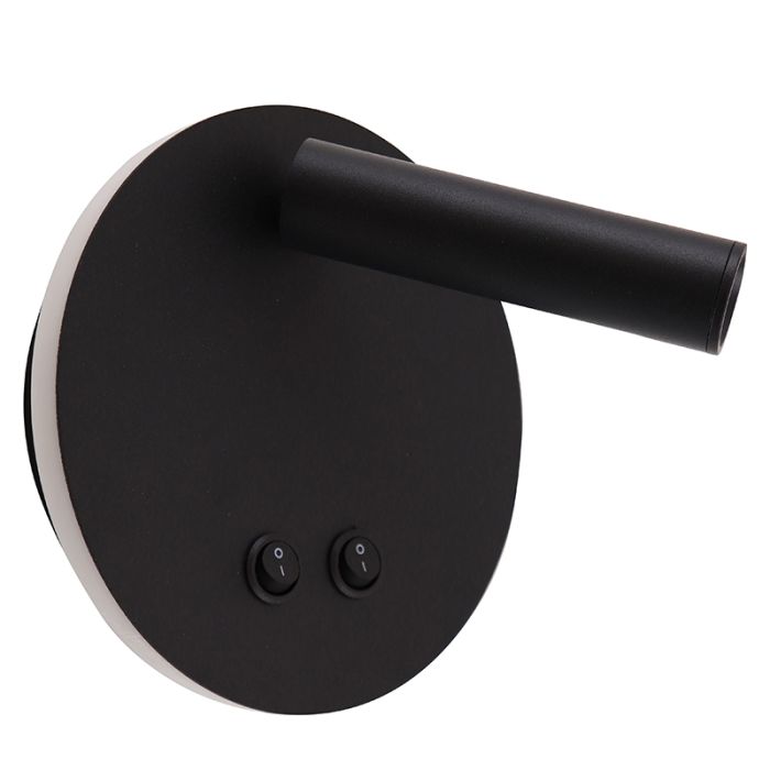 Modern væglampe sort, Robbie, 10W, 4000K LED, med brytare