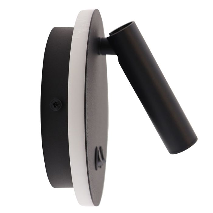 Modern væglampe sort, Robbie, 10W, 4000K LED, med brytare
