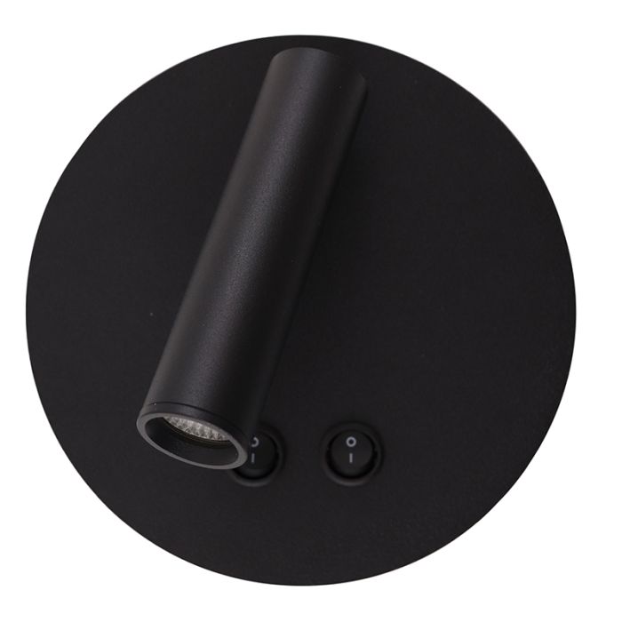 Modern væglampe sort, Robbie, 10W, 4000K LED, med brytare