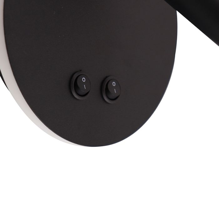 Modern væglampe sort, Robbie, 10W, 4000K LED, med brytare