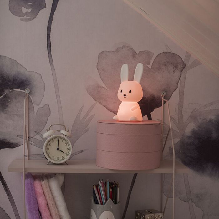 Plast natlampe hvid, Bunny, 0,5W, RGBW LED, med brytare