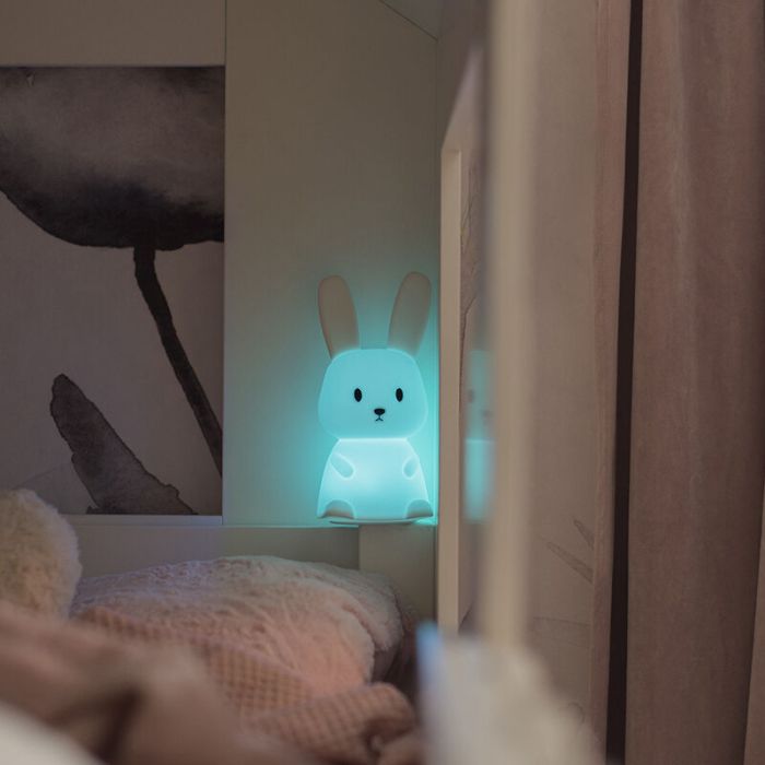 Plast natlampe hvid, Bunny, 0,5W, RGBW LED, med brytare