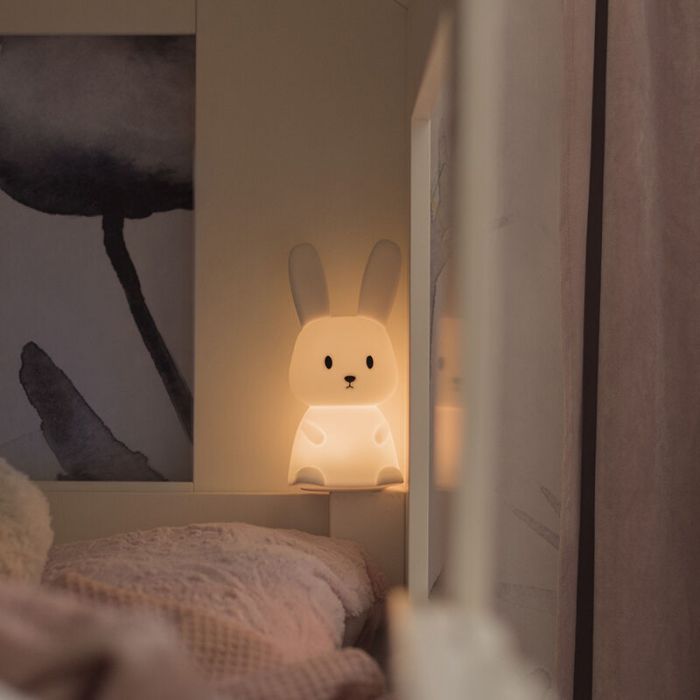 Plast natlampe hvid, Bunny, 0,5W, RGBW LED, med brytare