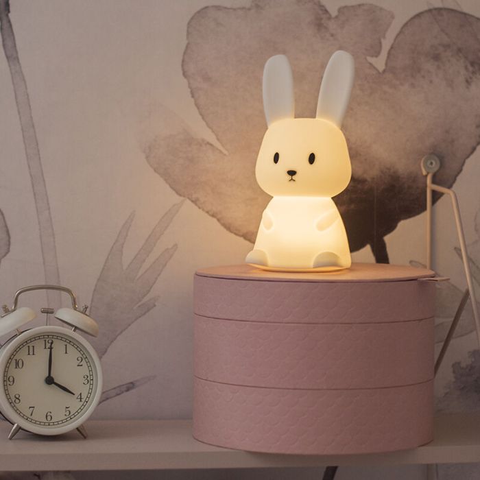 Plast natlampe hvid, Bunny, 0,5W, RGBW LED, med brytare