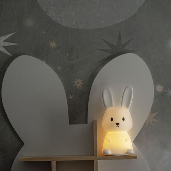 Plast natlampe hvid, Bunny, 0,5W, RGBW LED, med brytare
