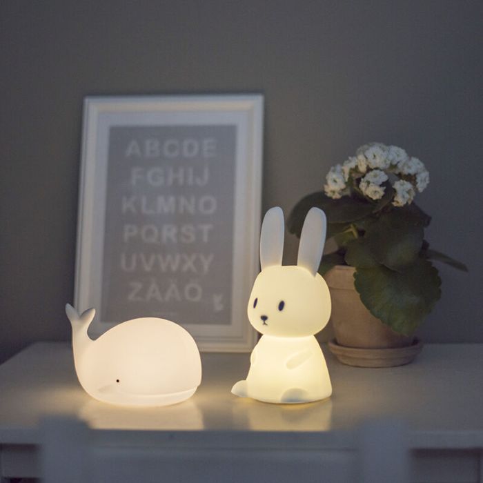 Plast natlampe hvid, Bunny, 0,5W, RGBW LED, med brytare