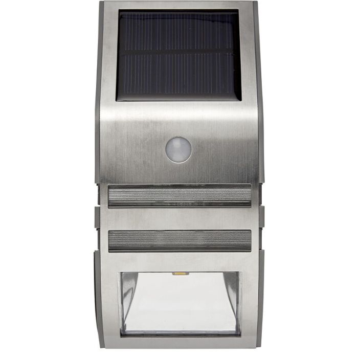 Aluminium udendørs væglampe solcelle sølv, Alistair, 0,04W, 3000K LED, IP44