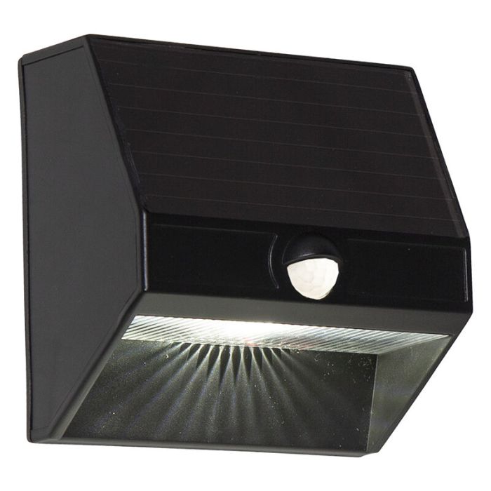 Plast udendørs væglampe solcelle sort, Amier, 0,06W, 5000K LED, IP44