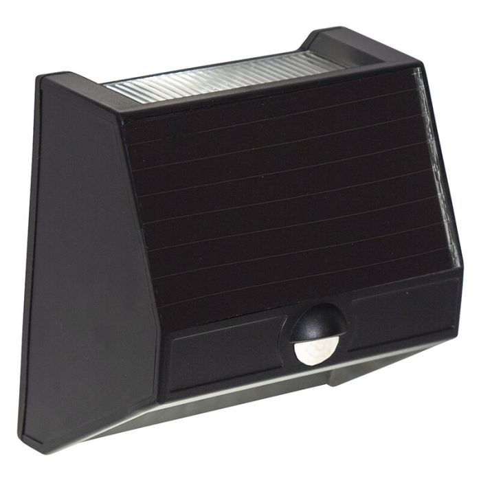 Plast udendørs væglampe solcelle sort, Amier, 0,06W, 5000K LED, IP44
