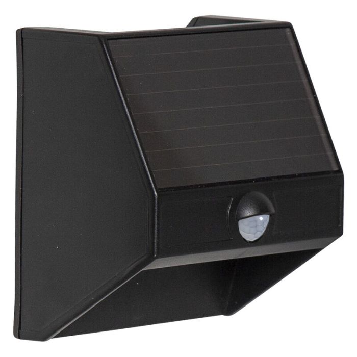 Plast udendørs væglampe solcelle sort, Amier, 0,06W, 5000K LED, IP44