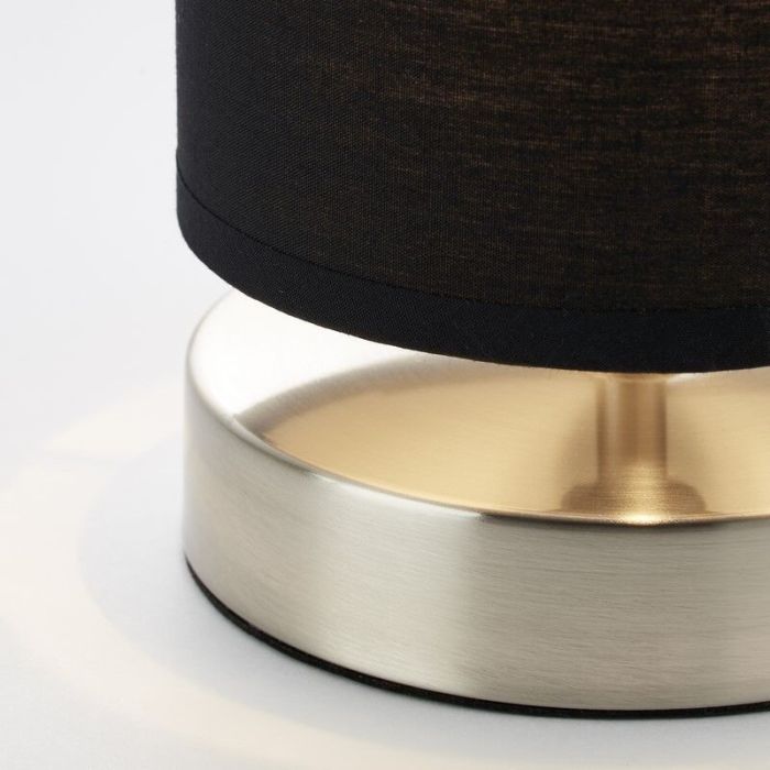 Stof bordlampe sort, Merinde, med brytare